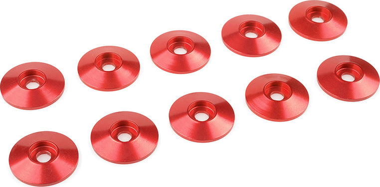 Red Aluminum Washer for M4 Flat Head Screws, OD=10mm, 10