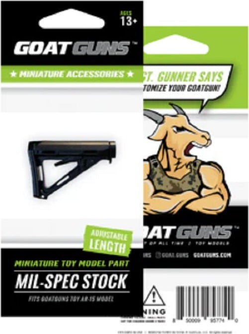 Mini Adjustable Milspec Stock, Fits AR15 Base Models