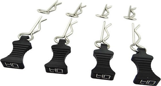 1/10 Black Alum EZ Pulls, 4pcs and Body Clips (8pcs)