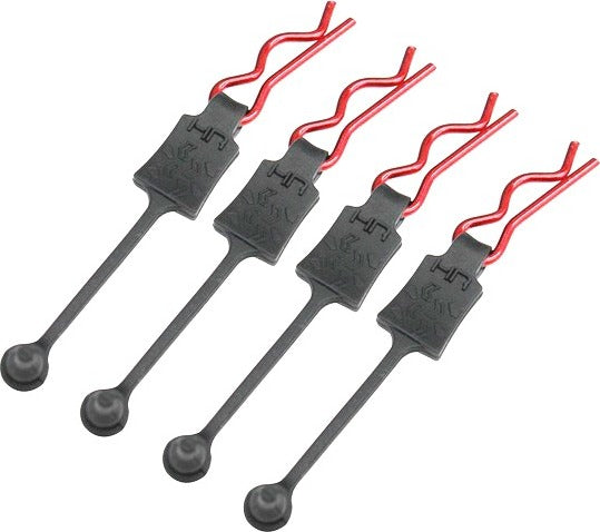 Body Clip Retainers, for 1/8th Scale, Red (4pcs)