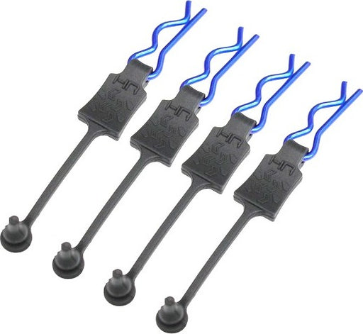 Body Clip Retainers, for 1/8th Scale, Blue (4pcs)
