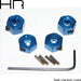Blue Aluminum 12mm Wheel Hex, 2WD (4)