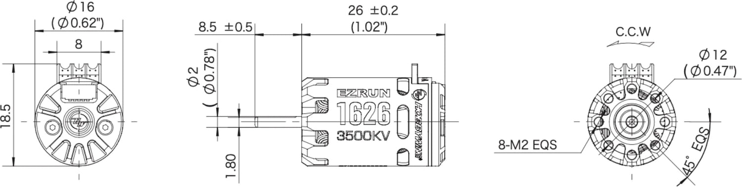 EZRUN 1626 Sensored Motor, 5000KV