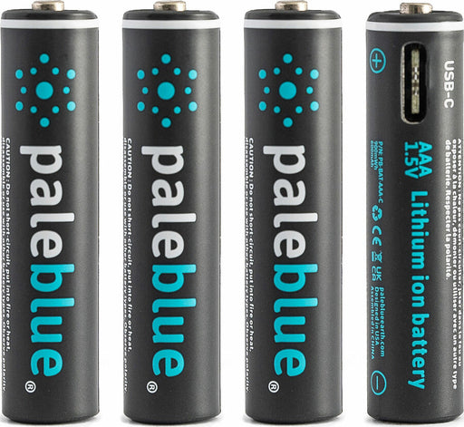 Pale Blue Lithium Ion Rechargeable AAA Batteries 4pk