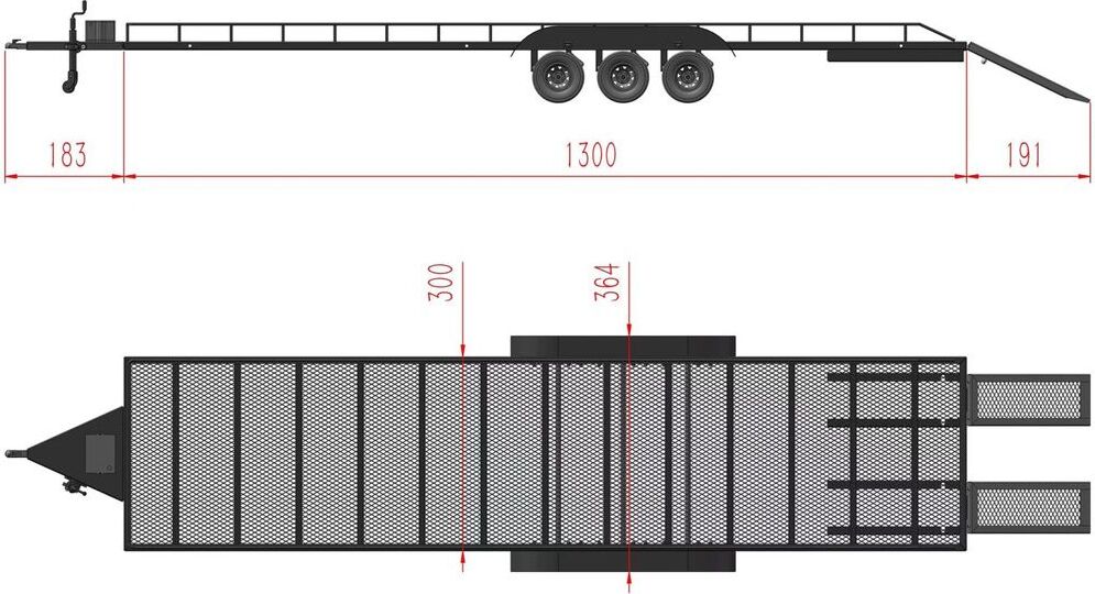 Tri Axle Full Metal Trailer with LED Lights