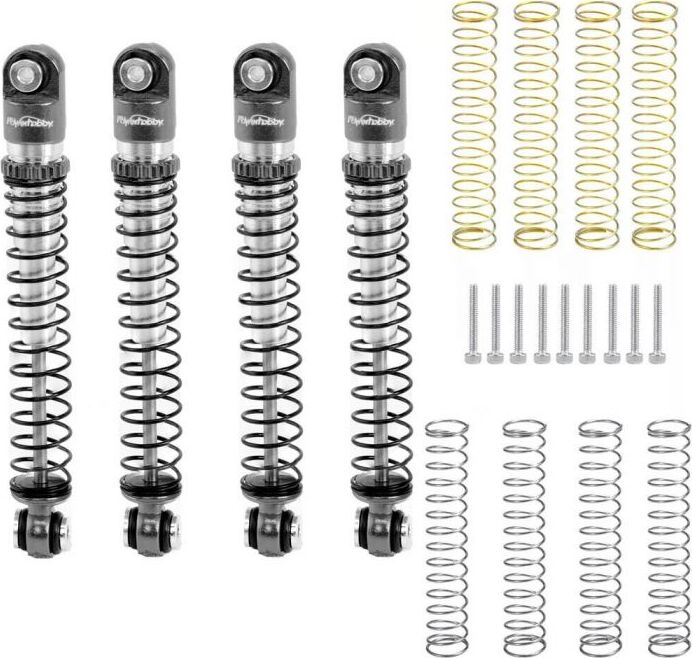 Aluminum 54mm Long Travel Shocks 1/24, Grey, for Axial