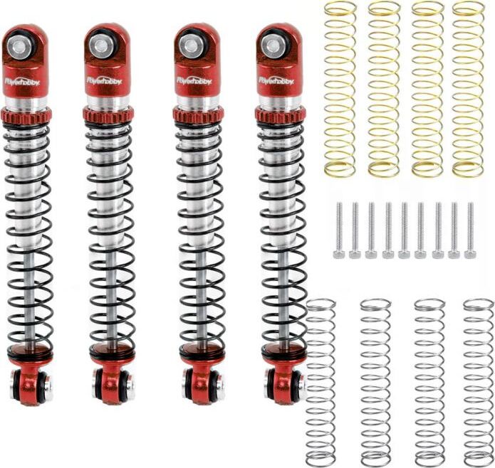 Aluminum 54mm Long Travel Shocks 1/24, Red, for Axial