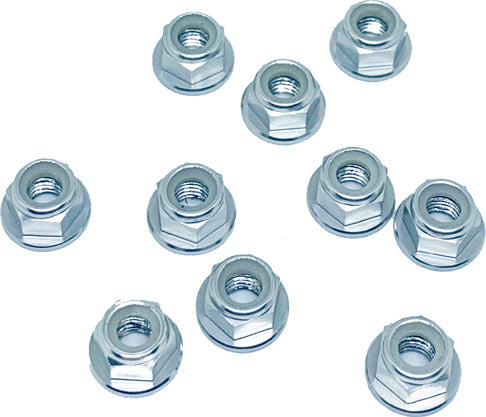 Flanged Nylon Lock Nut M5 (10pcs) Silver