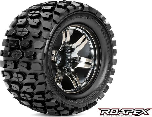 Tracker 1/10 Monster Truck Tire Chrome Black Wheel