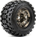 Rythm 1/8 Monster Truck Tires Mounted on Chrome Black