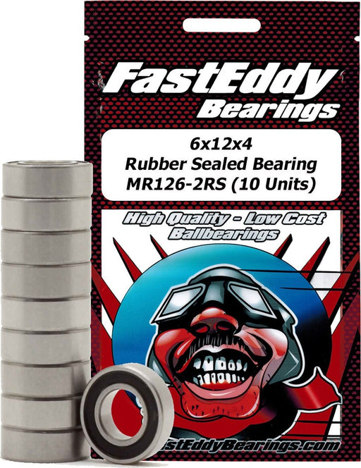 6x12x4mm Rubber Sealed Bearing (10) MR126-2RS