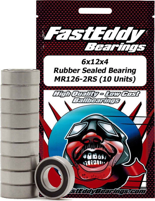 6x12x4mm Rubber Sealed Bearing (10) MR126-2RS