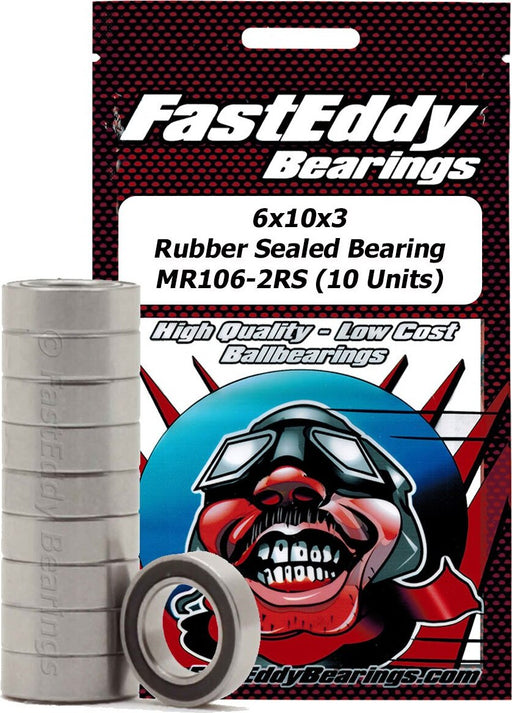 6x10x3mm Rubber Sealed Bearing (10) MR106-2RS