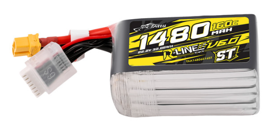 Tattu R-Line Version 6.0 1480mAh 160C 6S 22.2V ST Lipo Battery Pack with XT60 Plug
