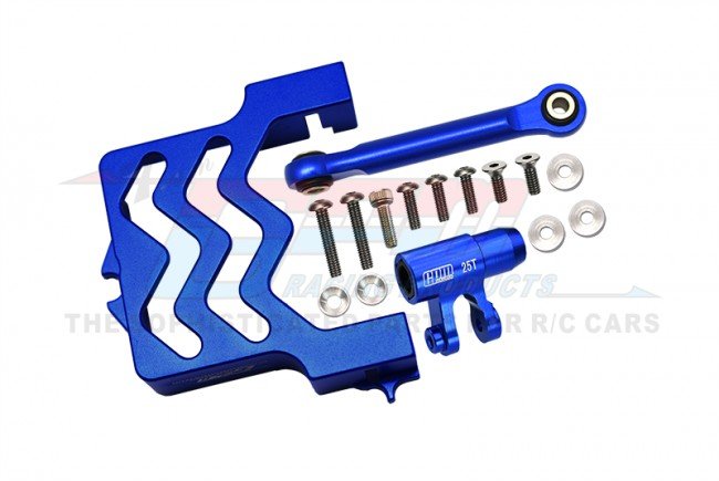 TRAXXAS XRT 8S Aluminum 6061-T6 Servo Mount + Tie Rod + 25T Servo Horn set - GPM XRT024  [XRT024] Blue