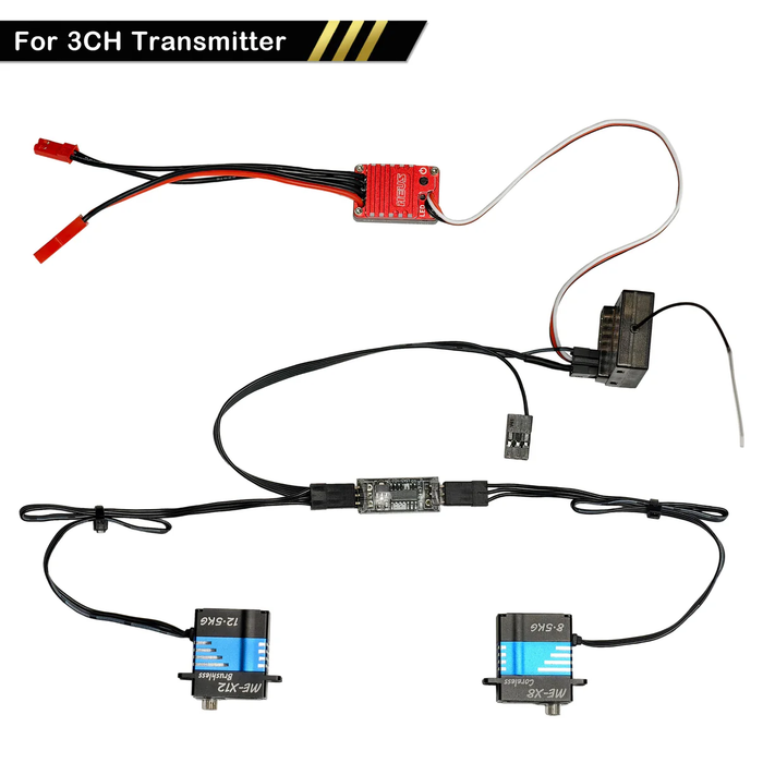 Racing 4WS Four-Wheel Steering Control Line Upgrades with Control Board & Servo Control Lines for SCX10 TRX4 SCX24 TRX4M