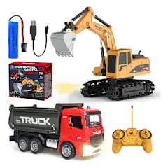 Remote Control Excavator Electric Toy RC Truck 2in1 ZLL 689-839A Double Side Flip Line