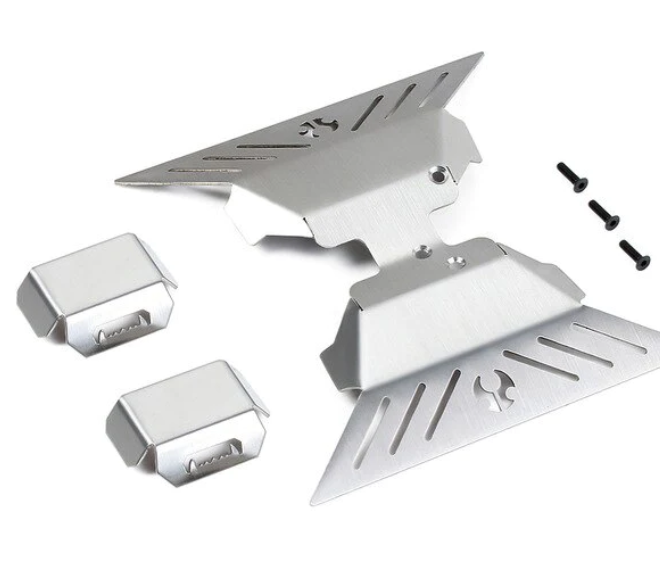 INJORA Stainless Steel Axle Protector Chassis Armor Skid Plate For Axial Capra 1.9 UTB
