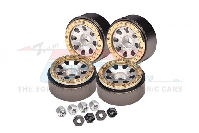 TRX4M Aluminum 1-inch Beadlock Wheel Rims set (8 Poles) Silver