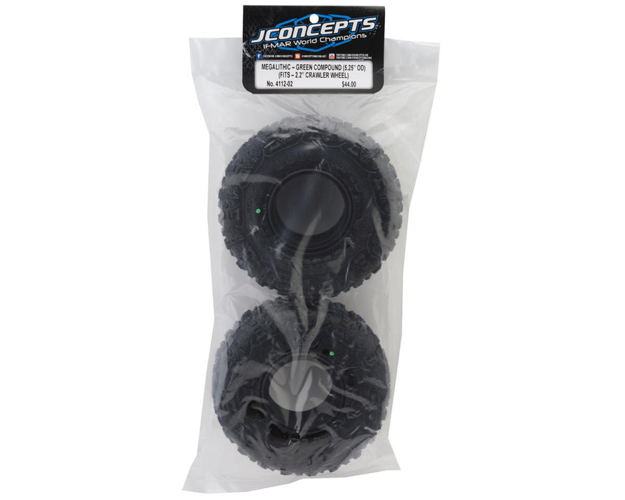 JConcepts Megalithic 2.2" All Terrain Rock Crawler Tires (2) (OD - 5.25”) (Green) w/Foam Inserts
