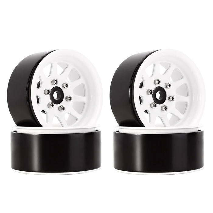 1.9" 10-spoke Stamped Steel Wheels for 1/10 RC Crawlers (White)
