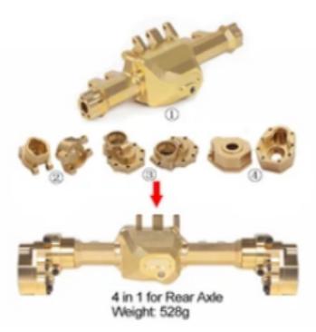 Heavy Duty Front & Rear TRX4 Brass Weights Portal Axle Housing with Portals (8242)