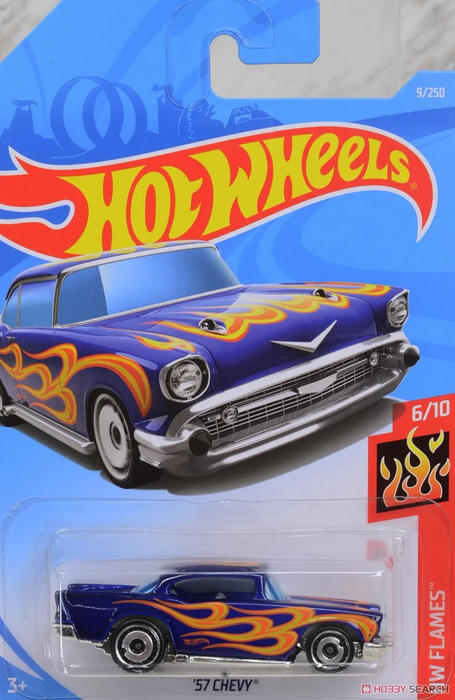 Hot Wheels 2019 HW Flames #6/10 '57 Chevy #FYC41 1:64 Scale Diecast