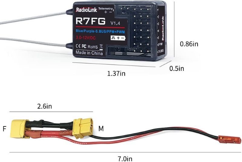 Radiolink RC6GS V3 7 Channels 2.4Ghz RC Transmitter / Radio w Gyro Receiver R7FG