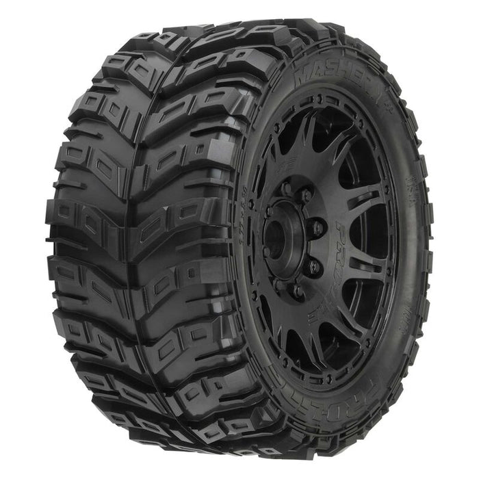 1/6 Masher X HP BELTED Fr/Rr 5.7" MT Tires Mounted 24mm Black Raid (2)