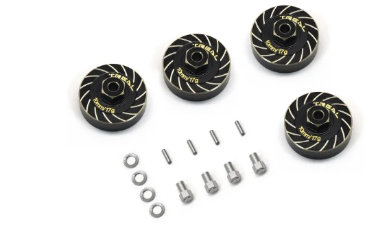 TREAL Brass Extended Wheel Hubs 7mm*10mm Hex, Axle Counter Weight 17g/pc (4pcs) Wheel Spacer for 1/18 TRX-4M (Black)