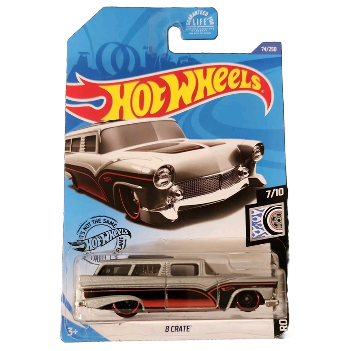 2020 Hot Wheels #74 Rod Squad 7/10 8 CRATE Silver w/Black St8 Spoke Red Rim Whls