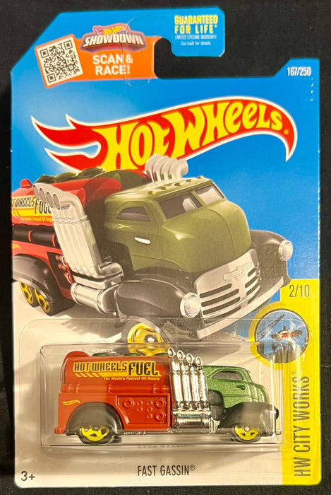 Fast Gassin, 2016 Hotwheels City Works 2/10, DHR67, Metalflake Dark Green