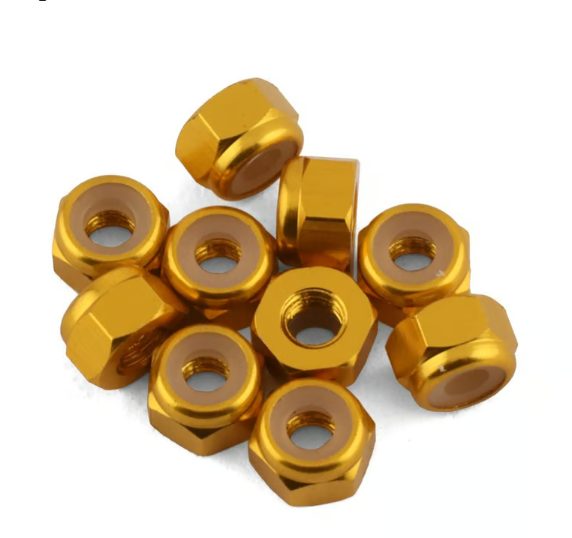DragRace Concepts 3mm Aluminum Lock Nut (Gold) (10)