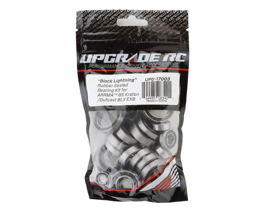 UpGrade RC "Black Lightning" Rubber Sealed Bearing Kit for Arrma® 8S BLX EXB Kraton®/Outcast™