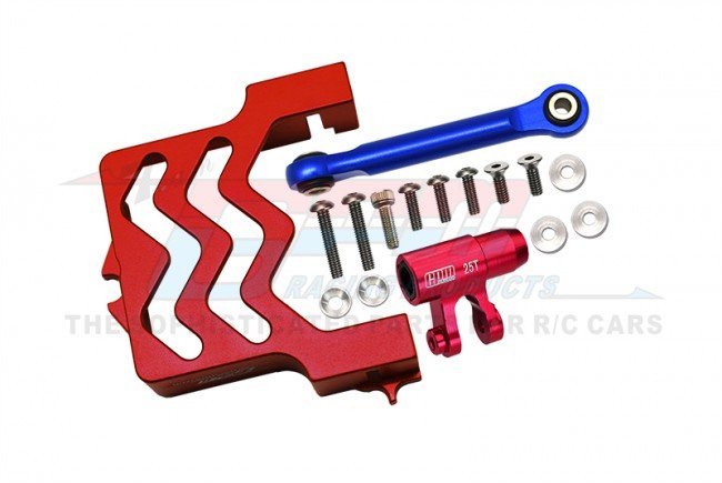 TRAXXAS XRT 8S Aluminum 6061-T6 Servo Mount + Tie Rod + 25T Servo Horn set - GPM XRT024  [XRT024] Red