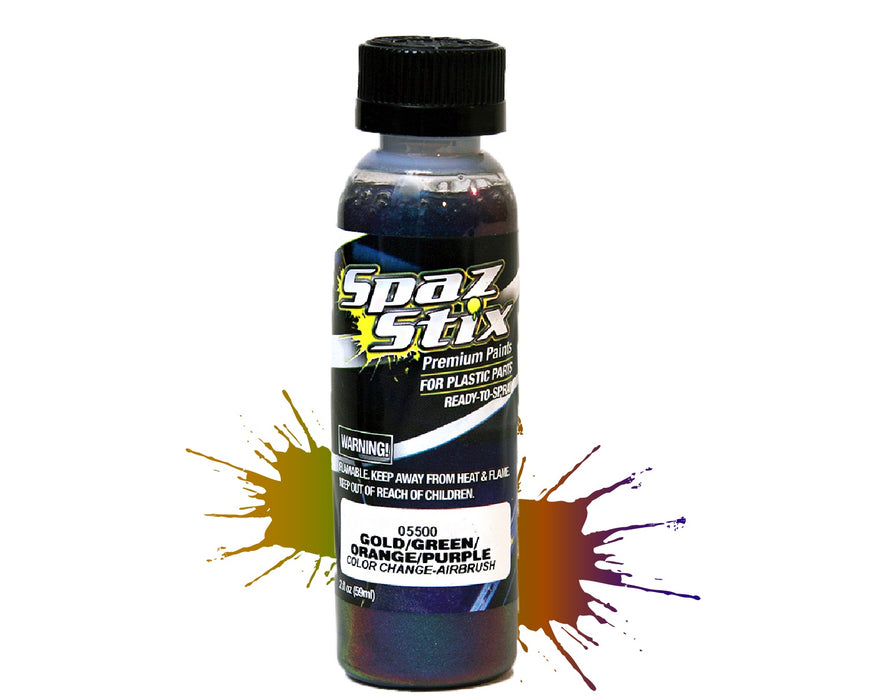 Color Change Airbrush Ready Paint, Gold/Green/Orange/Purple, 2oz Bottle