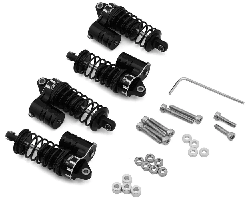 NEXX Racing MST RMX 2.5 56mm Aluminum Oil-Filled Threaded Reservoir Shocks (Black) (4)