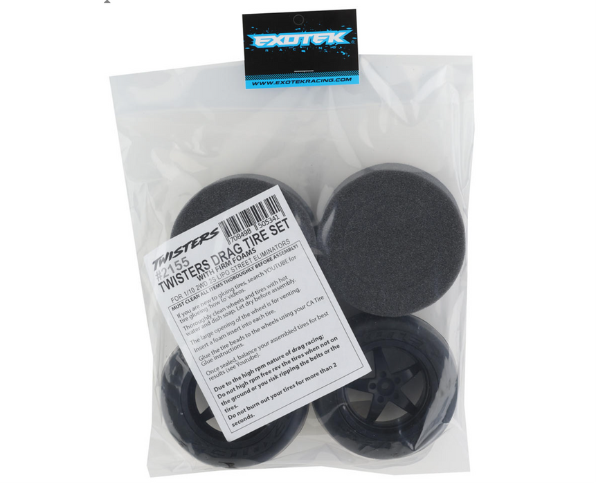 Exotek Twister Pro Drag Belted Rear Tires & Wheel Set w/Soft Foam (2) (Firm)