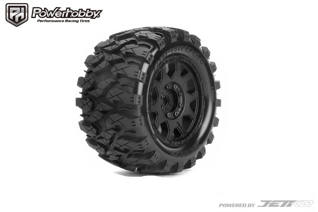 Powerhobby 1/8 MT 3.8" Defender Belted Mounted Tires w/ Removable Hex Wheels (2)