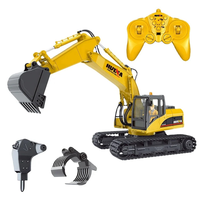 1/14 SCALE RC EXCAVATOR 2.4G 15CH w/DIE CAST BUCKET (+DRILL+GRIPPER)