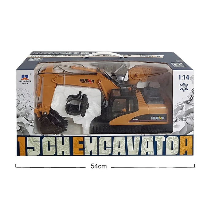 1/14 SCALE RC EXCAVATOR 2.4G 15CH w/DIE CAST BUCKET (+DRILL+GRIPPER)