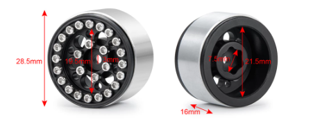 AZTAB 4Pcs 1.0inch Micro Metal Beadlock Wheel Rims