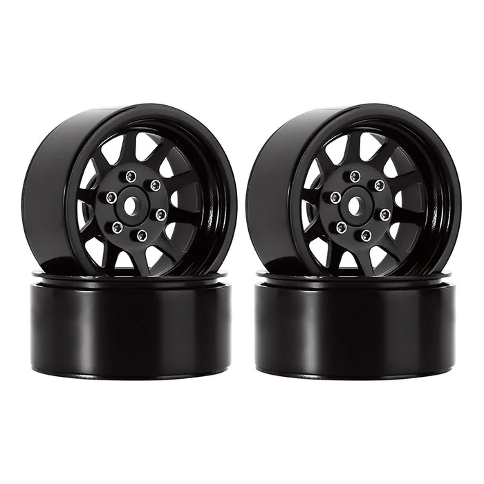 1.9" 10-spoke Stamped Steel Wheels for 1/10 RC Crawlers (Black)