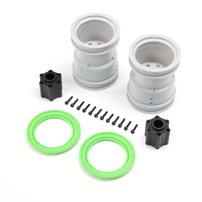 2.6" Wheel with Beadlock Rings, Green (2): LMT 2.0