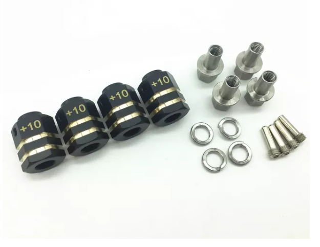 Treal Brass Extended Wheel Hubs Hex Pins Blackening 4pcs-Set for TRX-4 RC Car +10mm Black