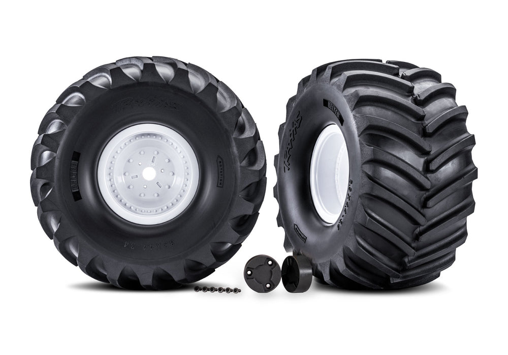 White X-Monster Wheels w/ Terra Groove Tires (2)