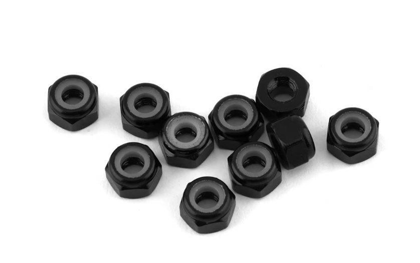 DragRace Concepts 3mm Aluminum Lock Nuts (Black) (10)