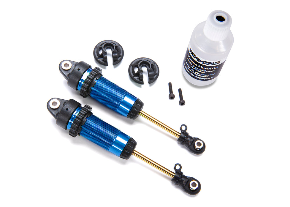 Shocks, GTR xx-long blue-anodized, PTFE-coated bodies with TiN shafts (fully assembled, without springs) (2)