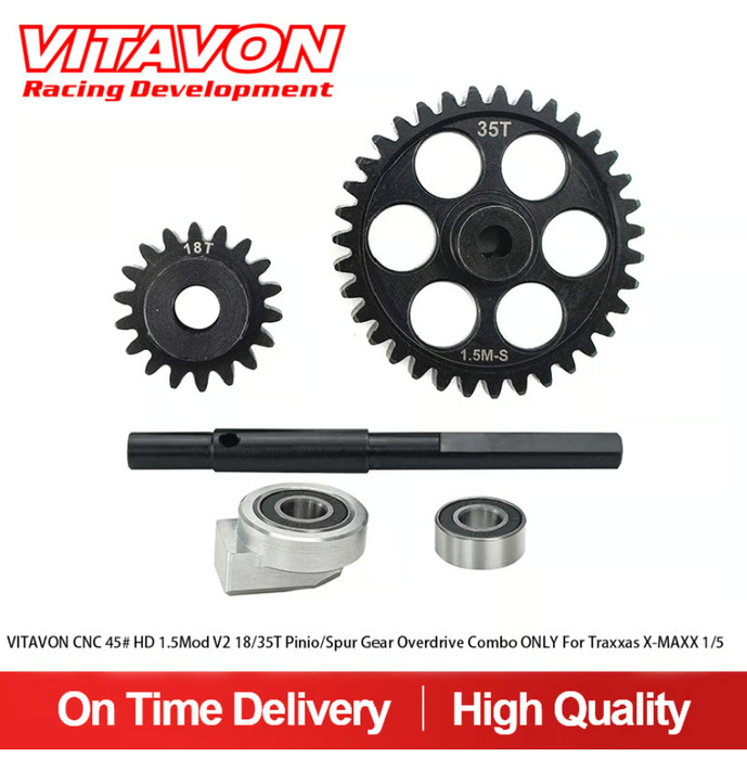 VITAVON CNC 45# HD 1.5Mod V2 Pinion 20T/Spur Gear 35T  Overdrive Combo X-MAXX & XRT