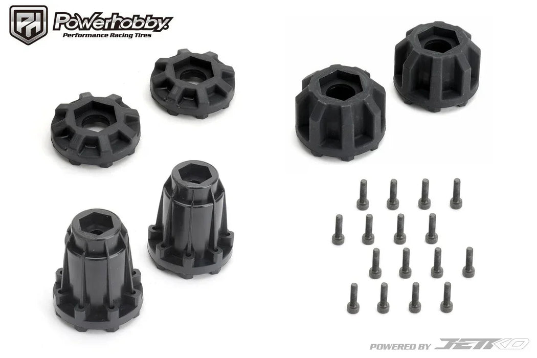 Powerhobby 1/8 MT 3.8" Defender Belted Mounted Tires w/ Removable Hex Wheels (2)